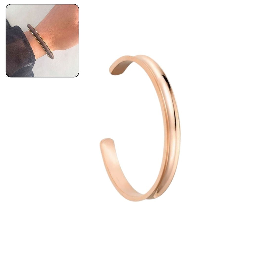 bangle cuff gouden armband knellende haarelastiek rode striemen rosé goud zilver roestvrij staal stainless steel 