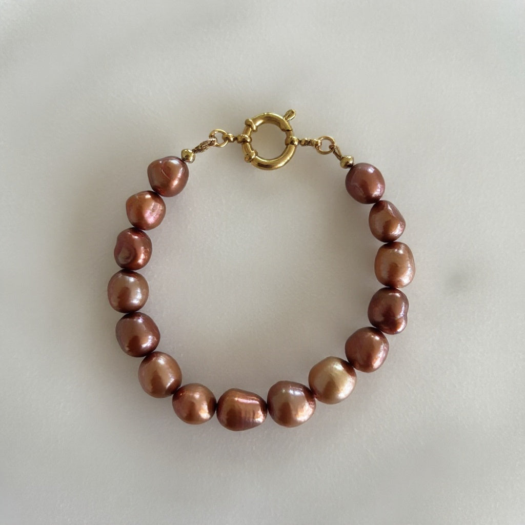 Selene | parelarmband koffie