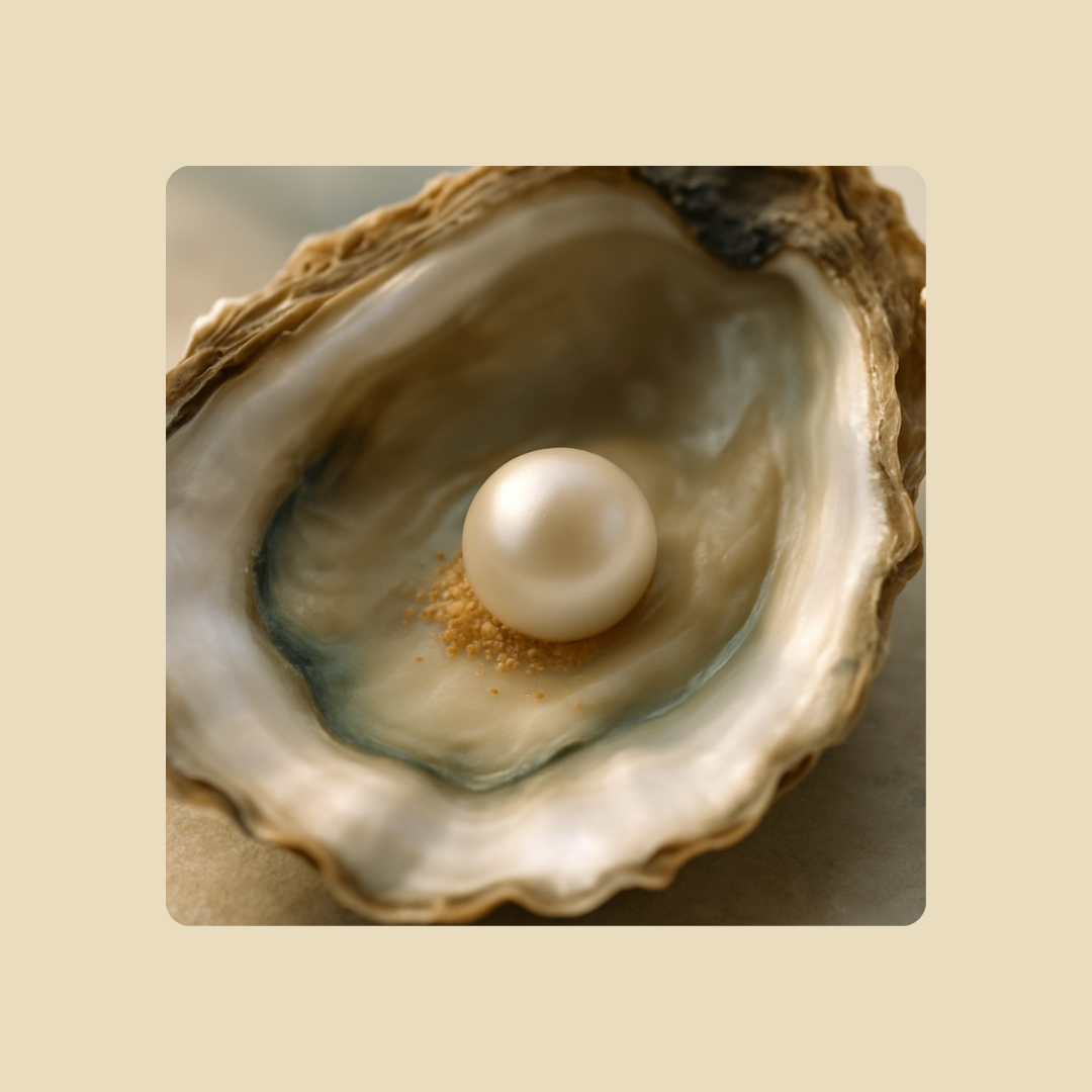 Natuurlijke zoetwaterparel in een oesterschelp – pure en glanzende parel als symbool van elegantie