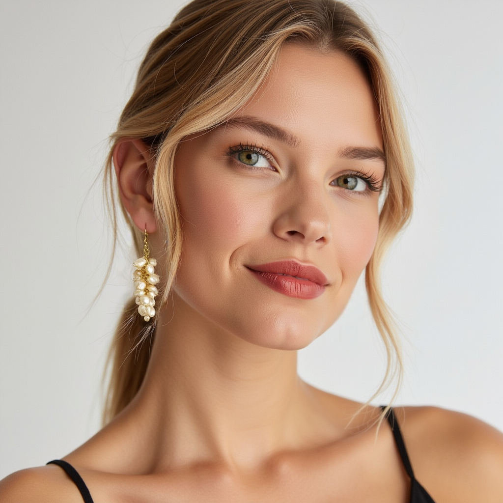 Elegante statement oorbellen met witte zoetwaterparels en goud – handgemaakte sieraden voor vrouwen
